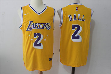 Nike Los Angeles Lakers #2 Lonzo Ball w Purple Number Stitched NBA Jersey