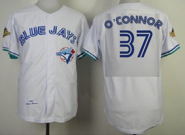 Men's Toronto Blue Jays #37 O'Connor  Royal White 1993 Throwback Cooperstown Collection Stitched MLB Mitchell & Ness Jersey