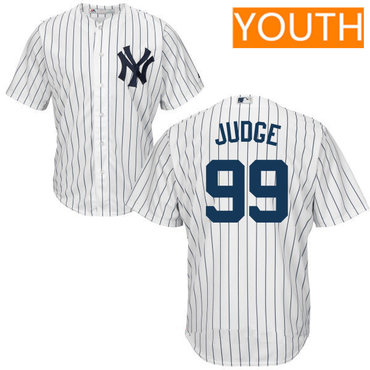 Youth New York Yankees #99 Aaron Judge White Home Stitched MLB Majestic Cool Base Jersey