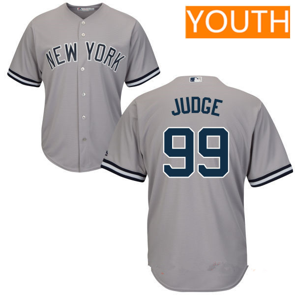 Youth New York Yankees #99 Aaron Judge Gray Road Stitched MLB Majestic Cool Base Jersey