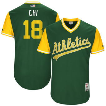 Men's Oakland Athletics Chad Pinder CHI Majestic Green 2017 Players Weekend Authentic Jersey