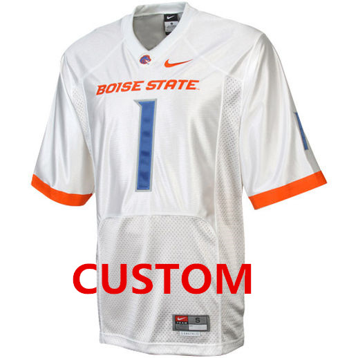 Custom Boise State Broncos White Jersey