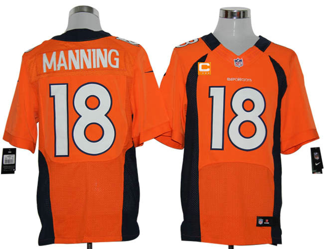 Size 60 4XL-2012 Peyton Manning Denver Broncos #18 Orange Stitched Nike Elite NFL Jerseys C Patch