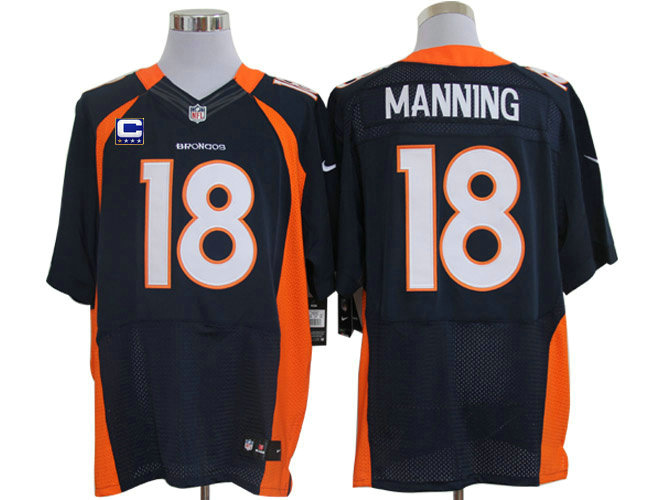 Size 60 4XL-2012 Peyton Manning Denver Broncos #18 Blue Stitched Nike Elite NFL Jerseys C Patch