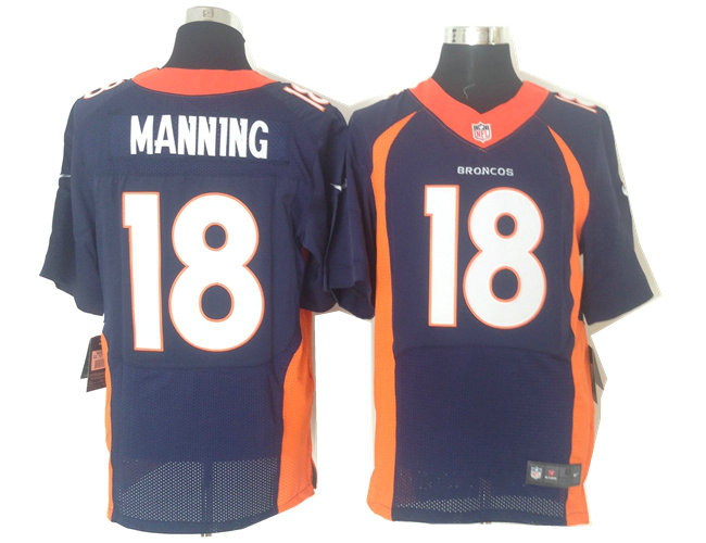 Size 60 4XL 2013 New Collar Peyton Manning Denver Broncos #18 Blue Nike Elite Jersey