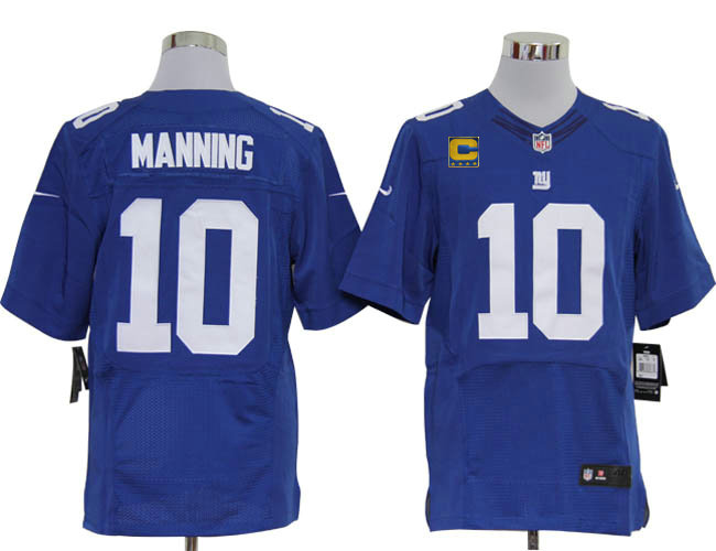 Size 60 4XL-2012 Eli Manning New York Giants #10 Blue Stitched Nike Elite NFL Jerseys C Patch