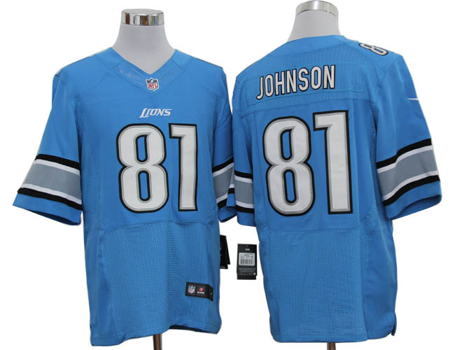 Size 60 4XL-Calvin Johnson Detroit Lions #81 Light Blue Stitched Nike Elite NFL Jerseys
