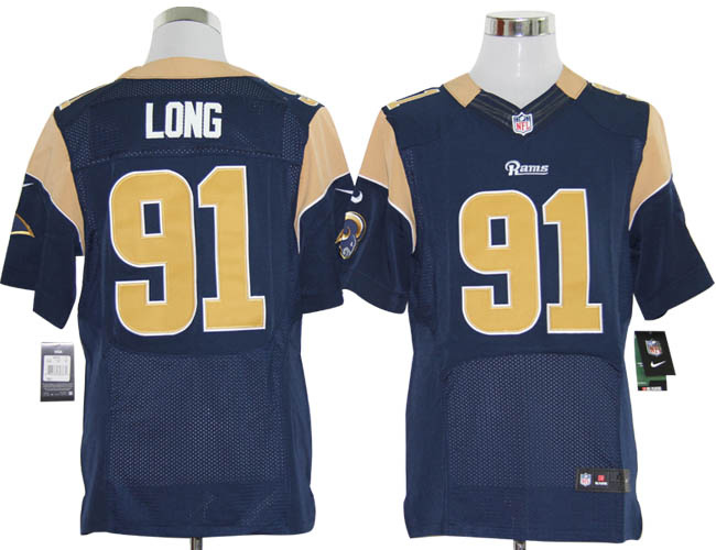 Size 60 4XL-Chris Long St. Louis Rams #91 Blue Stitched Nike Elite NFL Jerseys