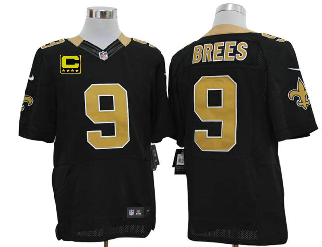 Size 60 4XL-Drew Brees New Orleans Saints #9 Black Stitched Nike Elite NFL C Patch Jerseys