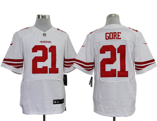 Size 60 4XL-Frank Gore San Francisco 49ers #21 White Stitched Nike Elite NFL Jerseys