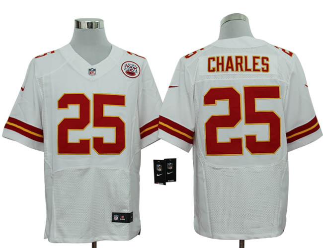 Size 60 4XL-Jamaal Charles Kansas City Chiefs #25 White Stitched Nike Elite NFL Jerseys