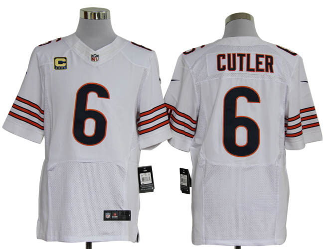 Size 60 4XL-Jay Cutler Chicago Bears #6 C Patch White Stitched Nike Elite NFL Jerseys
