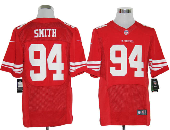 Size 60 4XL-Justin Smith San Francisco 49ers #94 Red Stitched Nike Elite NFL Jerseys