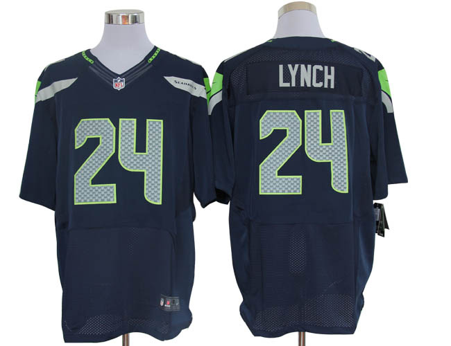 Size 60 4XL-Marshawn Lynch Seattle Seahawks #24 Pacific Blue Stitched Nike Elite NFL Jerseys
