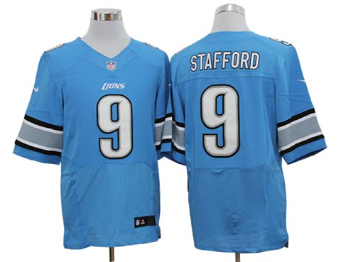 Size 60 4XL-Matthew Stafford Detroit Lions #9 Light Blue Stitched Nike Elite NFL Jerseys