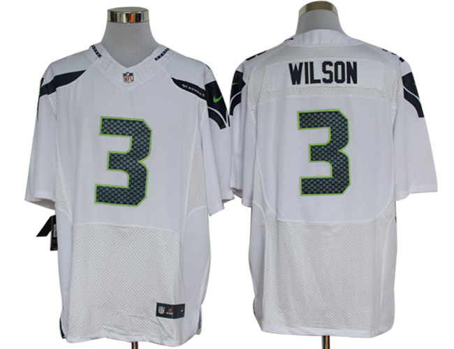 Size 60 4XL-Nike Seattle Seahawks #3 Russell Wilson Elite White NFL Jerseys