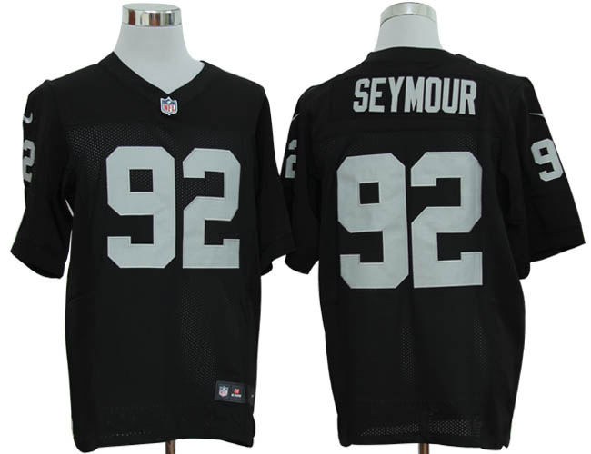 Size 60 4XL-Richard Seymour Oakland Raiders #92 Black Stitched Nike Elite NFL Jerseys
