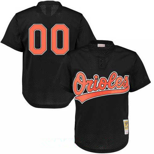 Men's Baltimore Orioles Navy Blue Mesh Batting Practice Throwback Majestic Cooperstown Collection Custom Baseball Jersey
