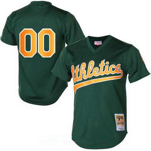 Men's Oakland Athletics Green 1998 Mesh Batting Practice Throwback Majestic Cooperstown Collection Custom Baseball Jersey