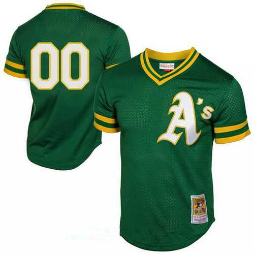 Men's Oakland Athletics Green 1991 Mesh Batting Practice Throwback Majestic Cooperstown Collection Custom Baseball Jersey