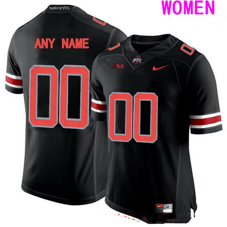 Women's Ohio State Buckeyes Custom College Football Nike Limited Jersey - Lights Black Out