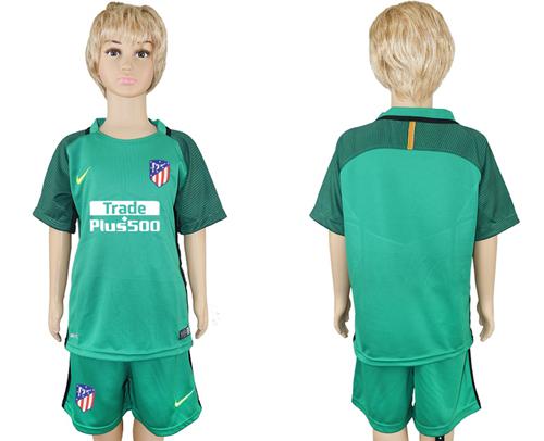 Atletico Madrid Blank Green Goalkeeper Kid Soccer Club Jersey