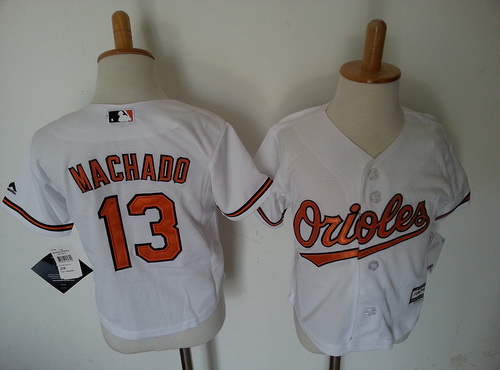 Toddler Baltimore Orioles #13 Manny Machado White Home MLB Majestic Baseball Jersey