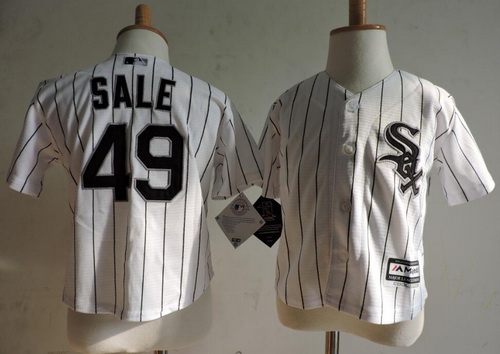 Toddler Chicago White Sox #49 Chris Sale White Pinstripe Home Majestic Baseball Jersey