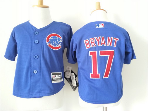Toddler Chicago Cubs #17 Kris Bryant Alternate Blue MLB Majestic Baseball Jersey