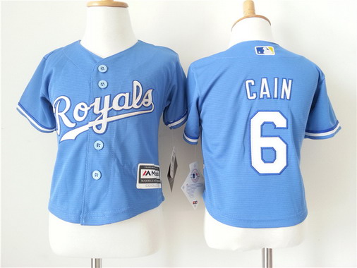 Toddler Kansas City Royals #6 Lorenzo Cain Alternate Light Blue MLB Majestic Baseball Jersey