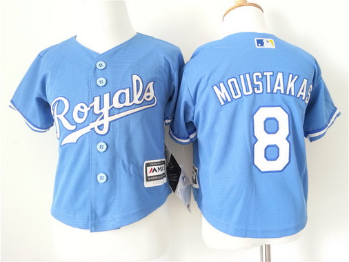 Toddler Kansas City Royals #8 Mike Moustakas Alternate Light Blue MLB Majestic Baseball Jersey