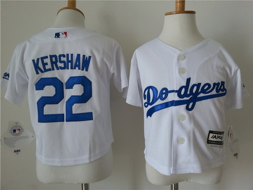 Toddler Los Angeles Dodgers #22 Clayton Kershaw Home White MLB Majestic Baseball Jersey