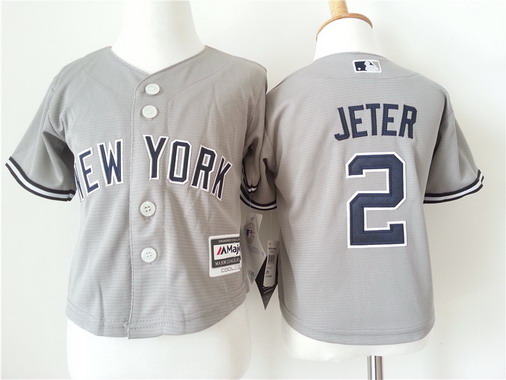 Toddler New York Yankees #2 Derek Jeter Gray Retired Player MLB Majestic Baseball Jersey