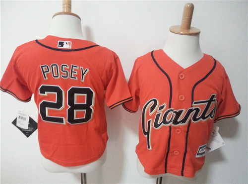 Toddler San Francisco Giants #28 Buster Posey Orange MLB Majestic Baseball Jersey