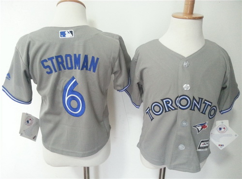 Toddler Toronto Blue Jays #6 Marcus Stroman Gray Road MLB Majestic Baseball Jersey