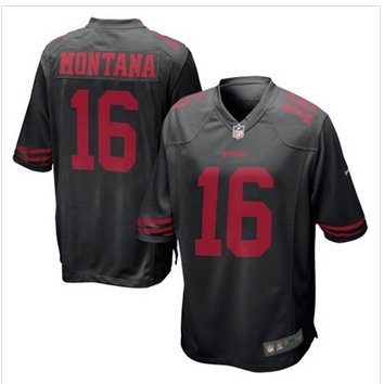 New San Francisco 49ers #16 Joe Montana Black Alternate Game Jersey