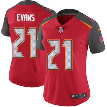 Women's Nike Buccaneers #21 Justin Evans Red Team Color Stitched NFL Vapor Untouchable Limited Jersey