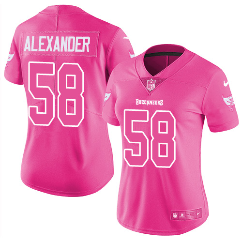 Nike Buccaneers #58 Kwon Alexander Pink Women's Stitched NFL Limited Rush Fashion Jersey