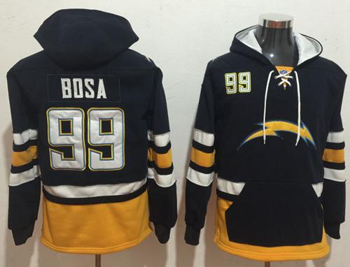Nike Los Angeles Chargers #99 Joey Bosa Navy Blue Gold Name & Number Pullover NFL Hoodie