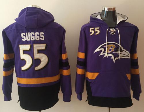 Nike Baltimore Ravens #55 Terrell Suggs Purple Black Name & Number Pullover NFL Hoodie