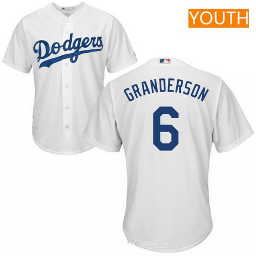Youth Los Angeles Dodgers #6 Curtis Granderson White Home Stitched MLB Majestic Cool Base Jersey