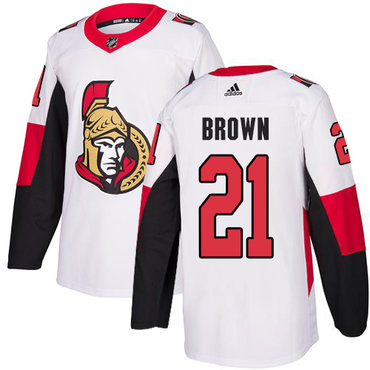 Adidas Men's Ottawa Senators #21 Logan Brown Authentic White Away NHL Jersey