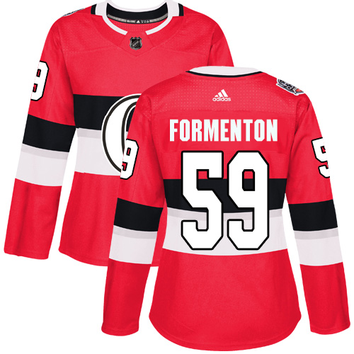 Adidas Women's Alex Formenton Authentic Red Jersey NHL #59 Ottawa Senators 2017 100 Classic