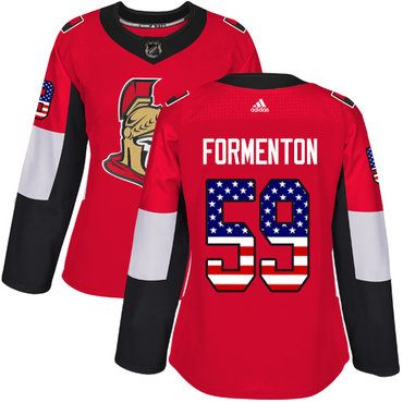 Adidas Women's Alex Formenton Authentic Red Jersey NHL #59 Ottawa Senators USA Flag Fashion
