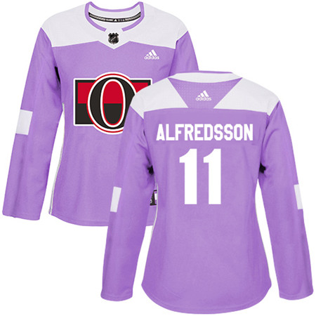 Adidas Senators #11 Daniel Alfredsson Purple Authentic Fights Cancer Women's Stitched NHL Jersey