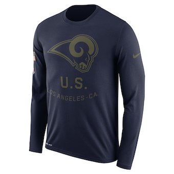 Men's Los Angeles Rams Nike Navy Salute to Service Sideline Legend Performance Long Sleeve T-Shirt