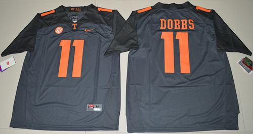 Tennessee Vols #11 Joshua Dobbs Grey Limited Stitched NCAA Jersey