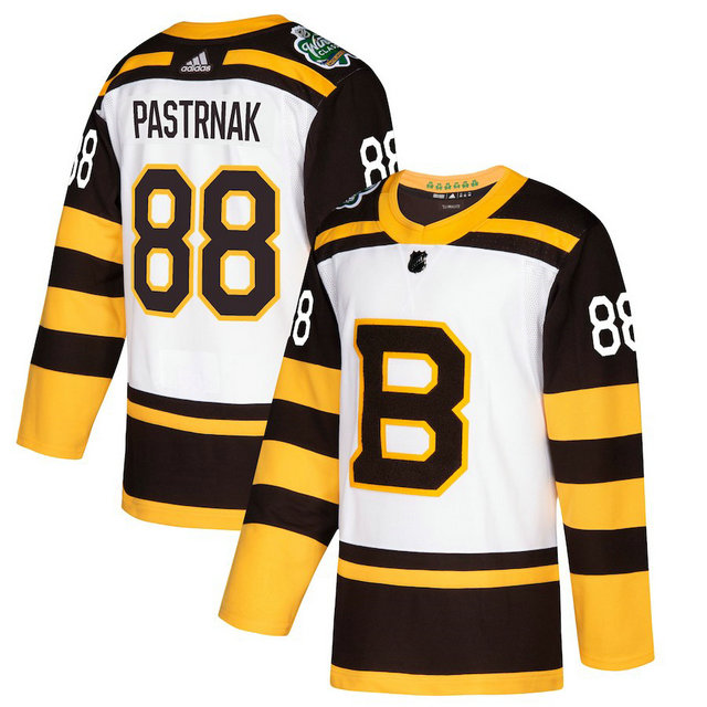 Men's Boston Bruins #88 David Pastrnak adidas 2019 Winter Classic Authentic Player White Jersey