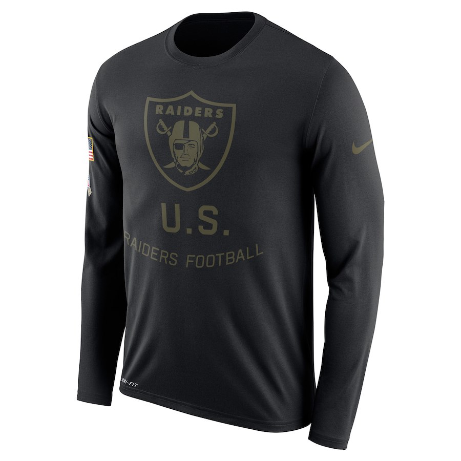 Oakland Raiders Nike Salute To Service Sideline Legend Performance Long Sleeve T-Shirt Black