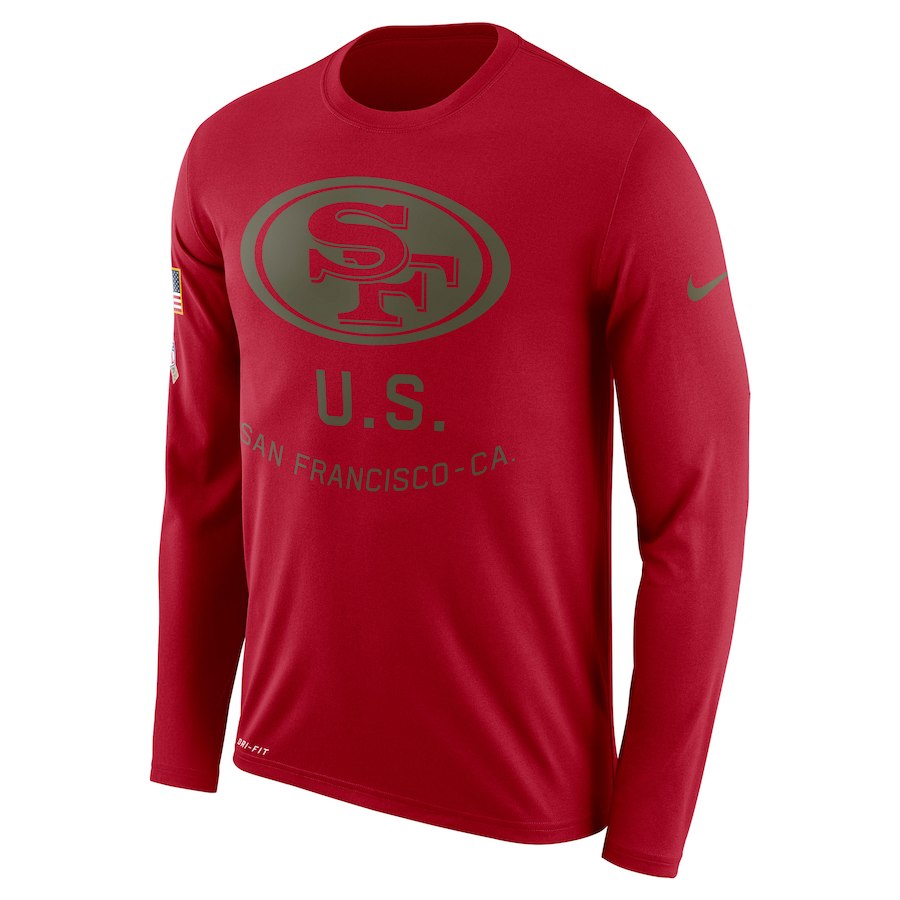 San Francisco 49ers Nike Salute To Service Sideline Legend Performance Long Sleeve T-Shirt Burgundy